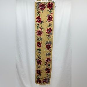 Vintage Casual Corner 52” Silk Scarf Holiday Poinsettia Paisley Pattern on Gold